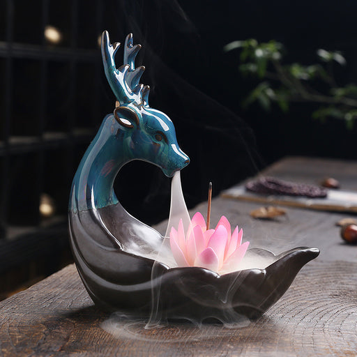 Tranquil Nordic Ceramic Deer Backflow Incense Burner for Modern Home Ambiance