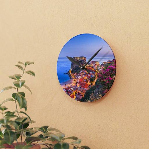 Mediterranean Acrylic Wall Clocks - Vibrant Prints, Easy Installation & Cleaning Options