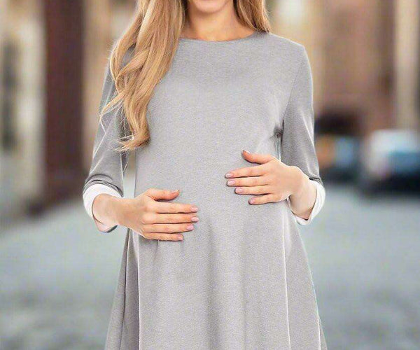 navy blue dress for baby girl Waterfall Maternity Midi Dress Taupe Grey main image 1