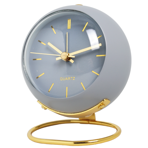 Nordic Metal Desk Clock with Alarm Function and Decorative Glass Arc