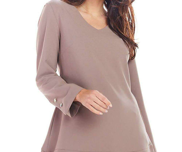 slim fit dress slacks Elegant Frill Mini Dress with Golden Button Accents