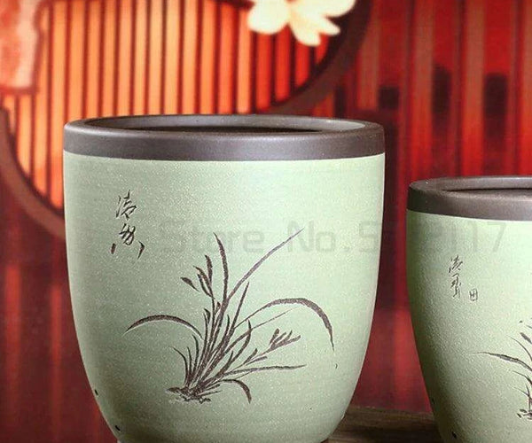 Elegant Purple Sand Bonsai Pot Set for Clivia Plants