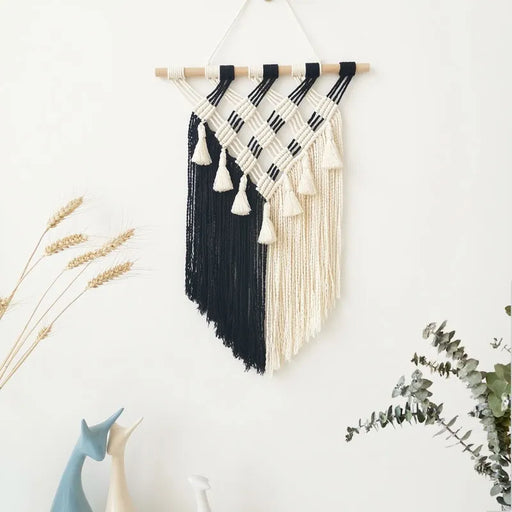 Bohemian Fringed Macrame Tapestry Wall Art for Home Décor