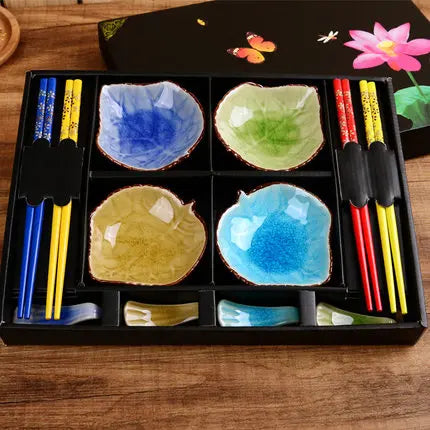 12-Piece Japanese Ceramic Tableware Set for Exquisite Dining