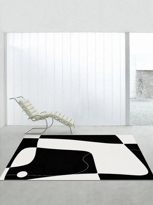Luxurious Black and White Abstract Art Carpet with Enhanced Stability Features