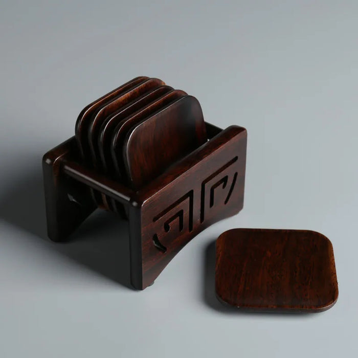 Handmade Authentic Zen Kungfu Ebony Teaware- Square Wooden Saucer Tray