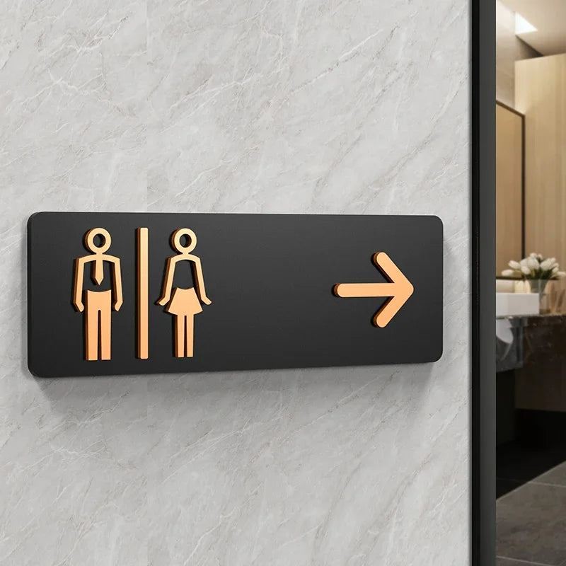 Acrylic Bathroom Signs: Men and Women WC Public Toilet Guide