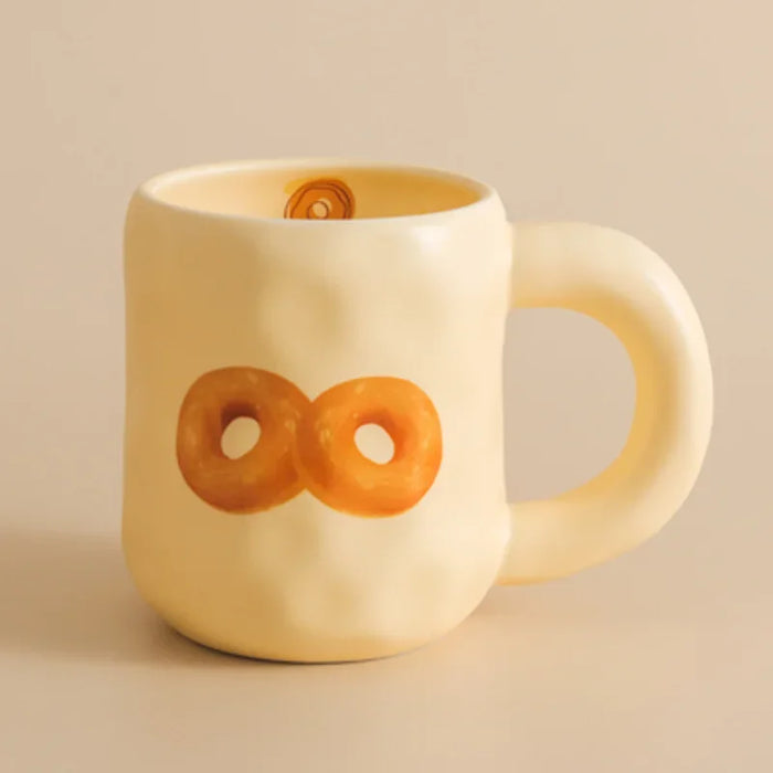 Charming Korean-Style Cartoon Ceramic Mug Set with Spoon and Lid