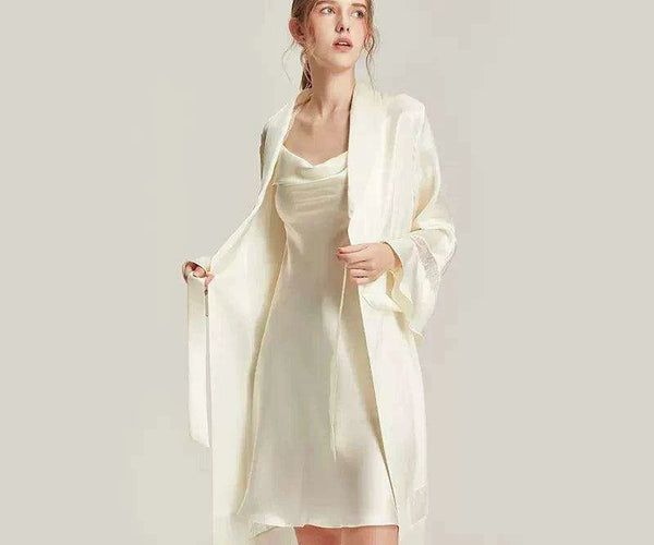 Silk Elegance Nightwear Set - Opulent Dress and Robe for Sophisticated Trs Elite Silk Elegance Nightwear Set - Opulent Dress and Robe for Sophisticated Trs Elite