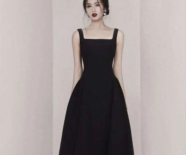 Timeless Elegance Black Silk Midi Dress - Classic Audrey Hepburn Inspi   Trs Elite