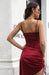 Sleek Satin Slip Dress with Open Back and Side Slit