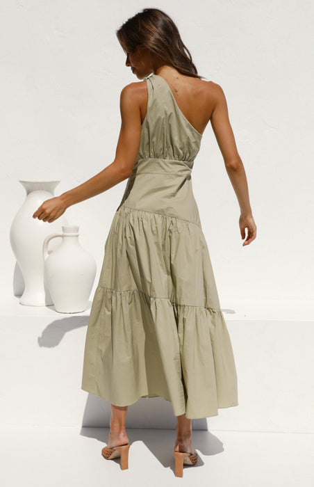 Women's Chic Single-Strap Cotton Maxi Dress