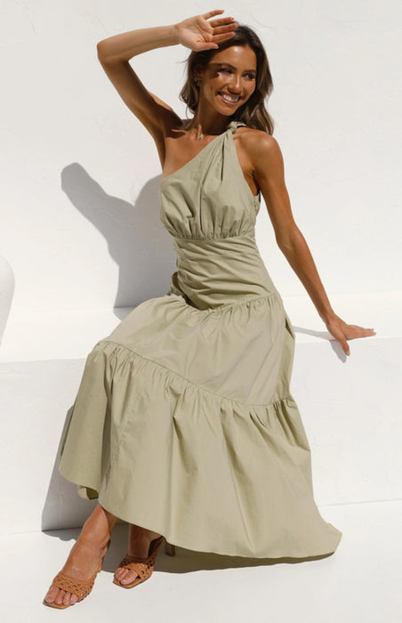 Women's Chic Single-Strap Cotton Maxi Dress