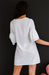 V-Neck Flare Sleeve Shift Dress with Button Detail for Women