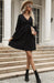 Elegant Black V-Neck Shirt Dress for Women