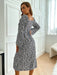 Elegant Printed Backless Dress with Long Sleeves for Women