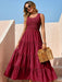 Elegant Solid Color Pleated Swing Dress for Stylish Women