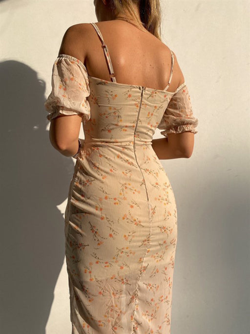 Women's Elegant Flower Printed One Shoulder Dress