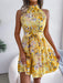 Floral Ruffle Lace-Up Dress with Romantic Vibes for Women