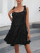 Flirty Ruffled Strap Summer Dress - Women's Solid Color