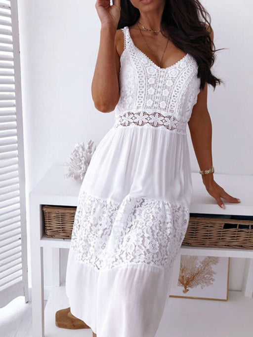 New European and American sexy lace stitching suspender beach skirt dress