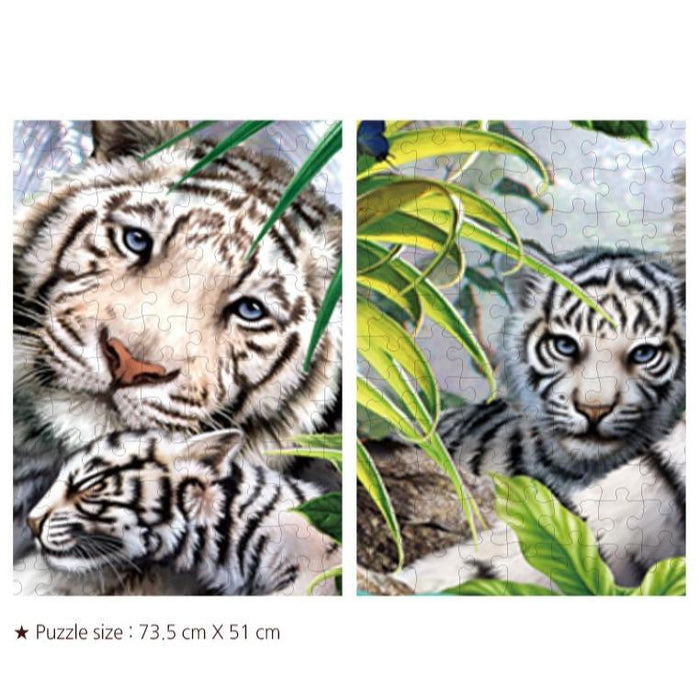 "Graceful White Tiger Family" 1000-Piece Jigsaw Puzzle Set