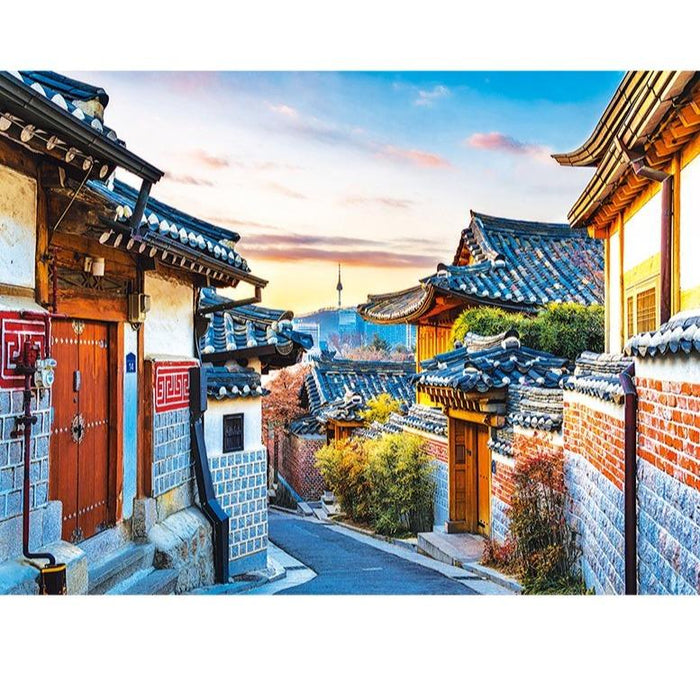 "Tranquil Bukchon Hanok Village Scene" 500-Piece Jigsaw Puzzle Set - Eco-Friendly and Sustainable Mindfulness Experience