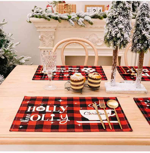 Colorful Plaid Polyester Placemat Duo