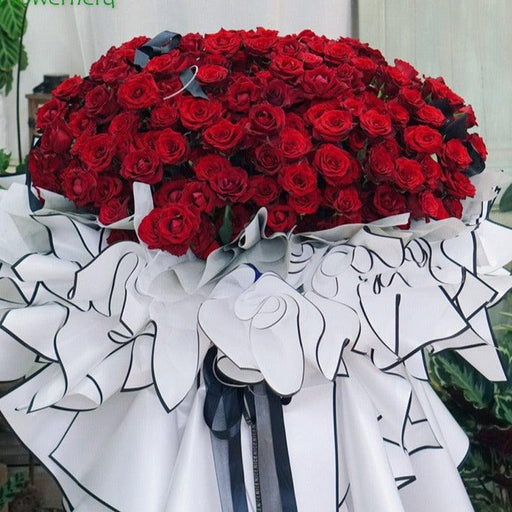 Sophisticated Black & White Floral Bouquet Gift Wrap Set