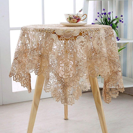 Elegant Lace Rose Flowers Table Cover - Stylish Home Decor Accent
