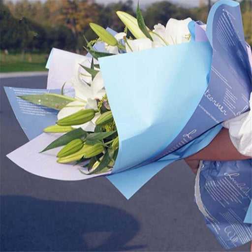 Elegant English Letters Flower Wrap Set - Premium Waterproof Floral Gift Paper Kit - Korean Decorative Supplies