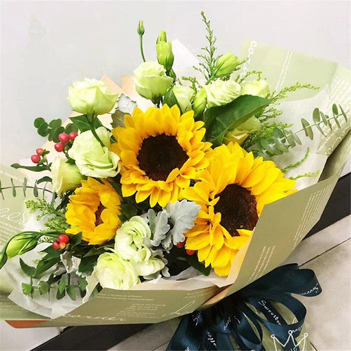 Elegant English Letters Flower Wrap Set - Premium Waterproof Floral Gift Paper Kit - Korean Decorative Supplies