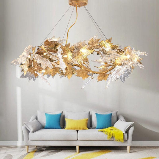 Luxurious Handcrafted Glass Chandelier with Copper Finish