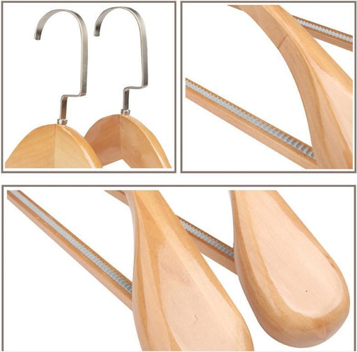Premium 5-Piece Wide Wooden Hangers with Non-Slip Hooks