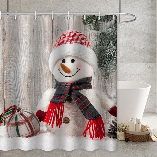 Snowman Holiday Shower Curtain - Festive Bathroom Decor with Waterproof Design