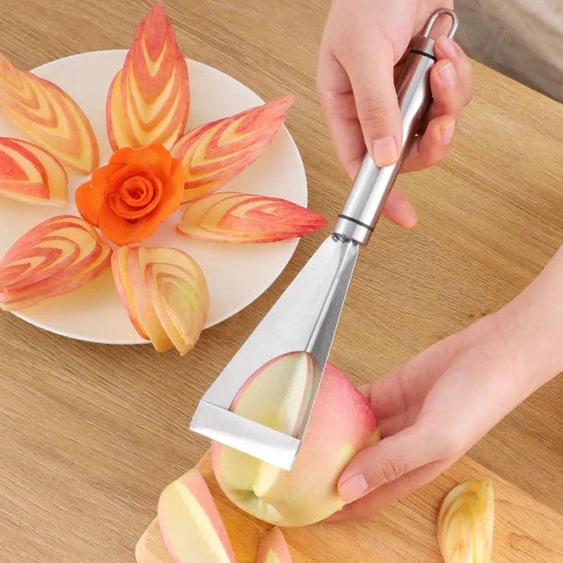 Stainless Steel Triangular Fruit Carving Knife with Engraving and Peeling Features