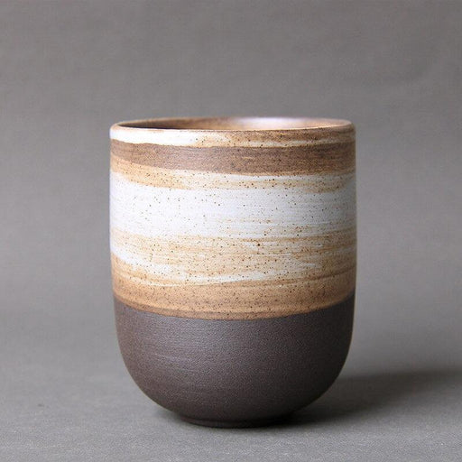 Japanese Artisan Large Ceramic Tea Cup with Distinct Glaze Finish