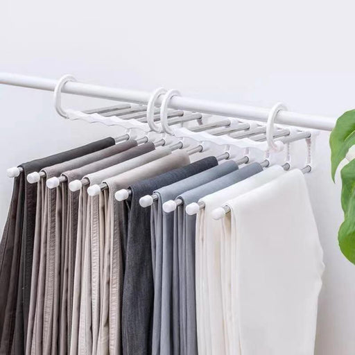 5-in-1 Stainless Steel Pant Hanger Organizer for Efficient Wardrobe Management