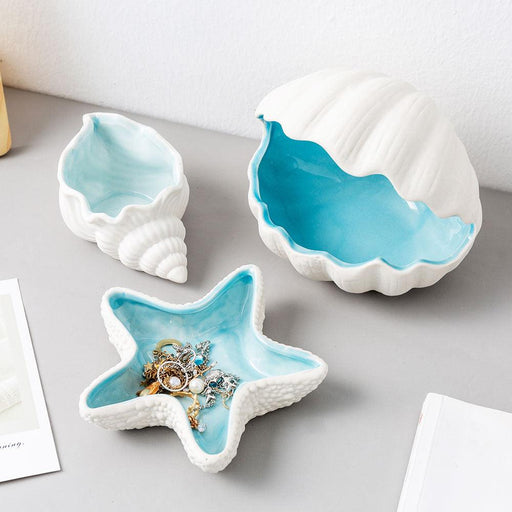 Coastal Chic Ceramic Sea Shell Decor Set for Mediterranean-inspired Interiors