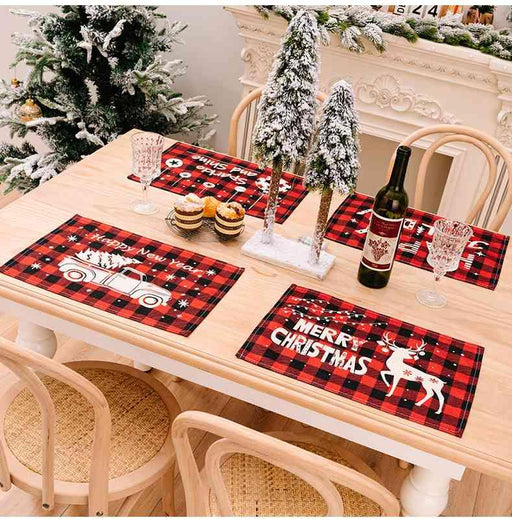 Colorful Plaid Polyester Placemat Duo