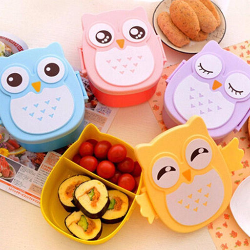 Cartoon Owl Print Leak-Proof Bento Box with Sustainable Material