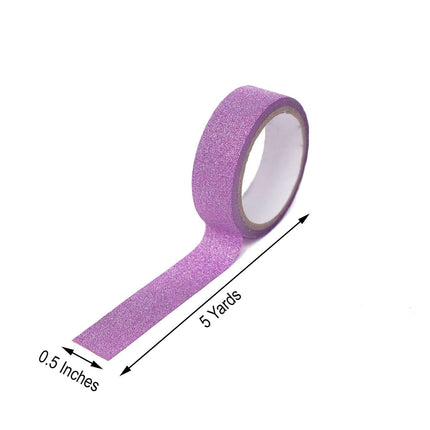 AliKopy 5 Pack Purple Glitter Washi Tape - 0.5"x5 Yards, DIY Crafting
