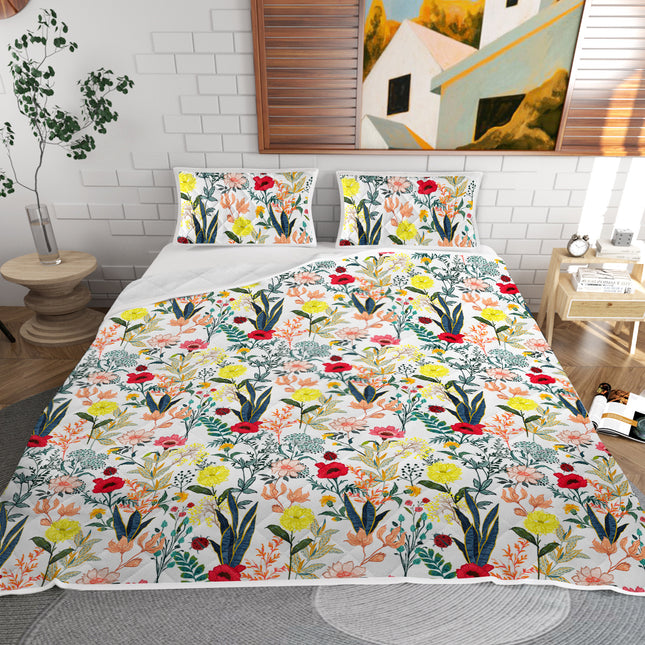 Peekaboo Studio Floral Quilt Set - 3 Pieces, Lightweight, All Season