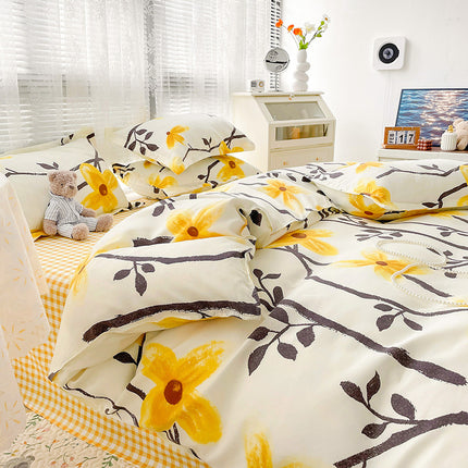 Peekaboo Studio Four-Piece Sanding Skin Bed Sheet Set with Quilt Cover