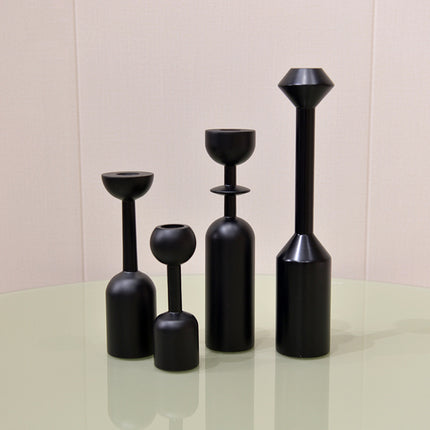 Wooden Candlestick Holder For Home Decor Black Or White Finish