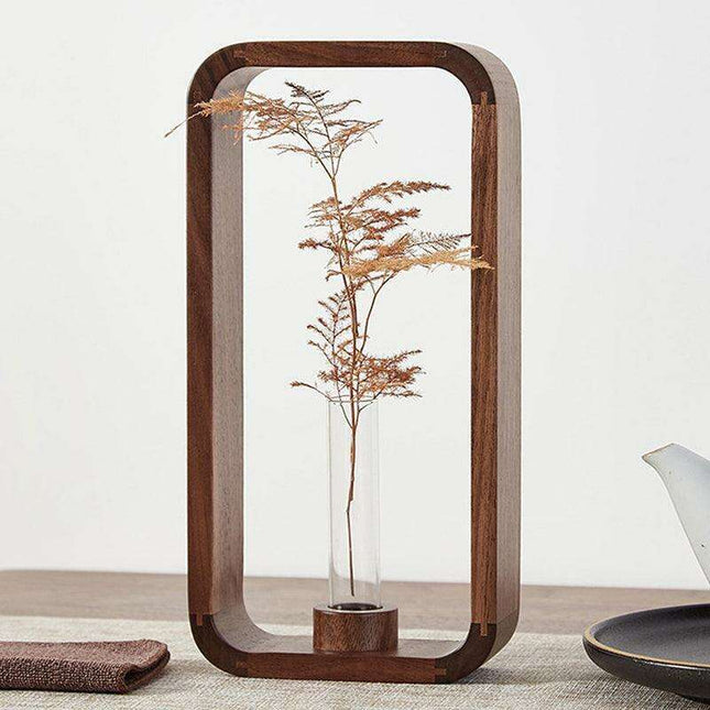 Retro Walnut Hydroponic Planter - Timeless Botanical Elegance