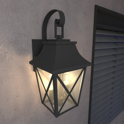 Room & Decor Black Outdoor Wall Lantern, Waterproof 2-Light Fixture