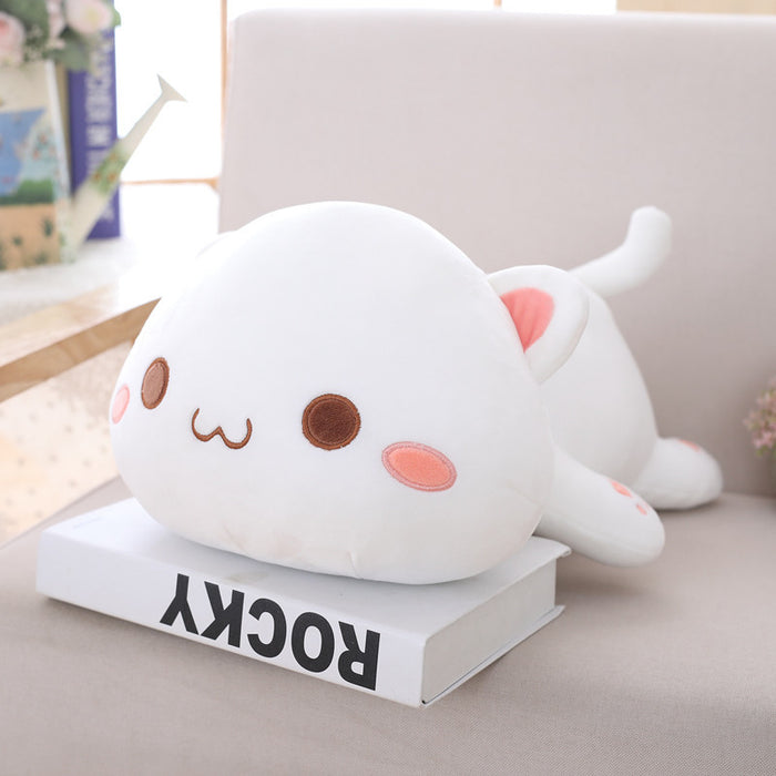 White Meow Plush Cat Pillow - Cozy Comfort for Cat Enthusiasts