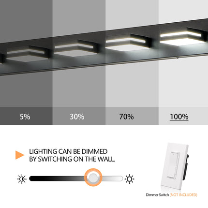 Room & Decor Modern Black LED Vanity Light, 6 Lights, Energy Efficient