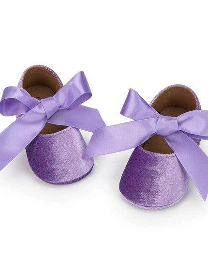 Adorable Baby Girl Crib Shoes with Butterfly Knot - Non-slip Soft Cotton Rubber First Walkers